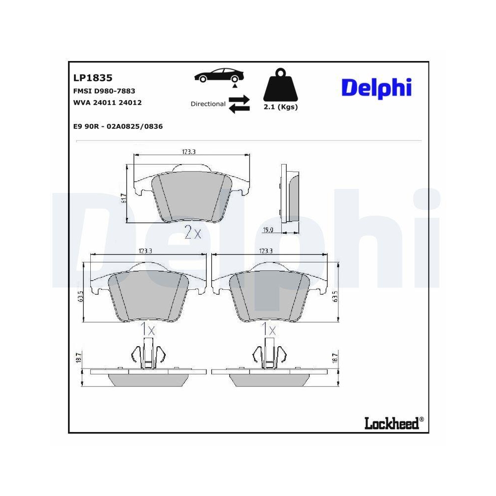 DELPHI LP1835 Bremsbelagsatz, Scheibenbremse f&uuml;r VOLVO VOLVO ASIA, Hinterachse