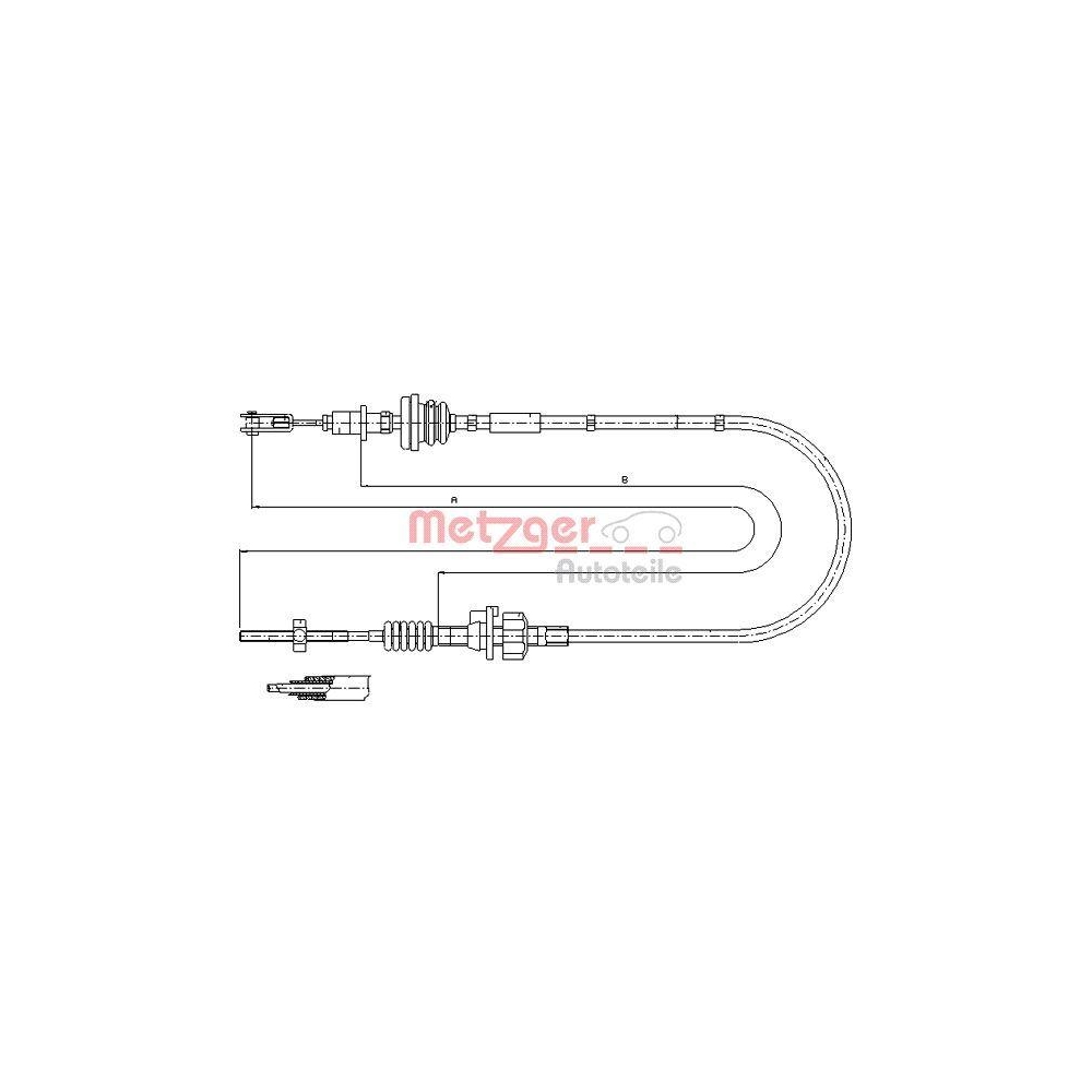 Seilzug, Kupplungsbet&auml;tigung METZGER 11.2255 f&uuml;r CITRO&Euml;N TOYOTA