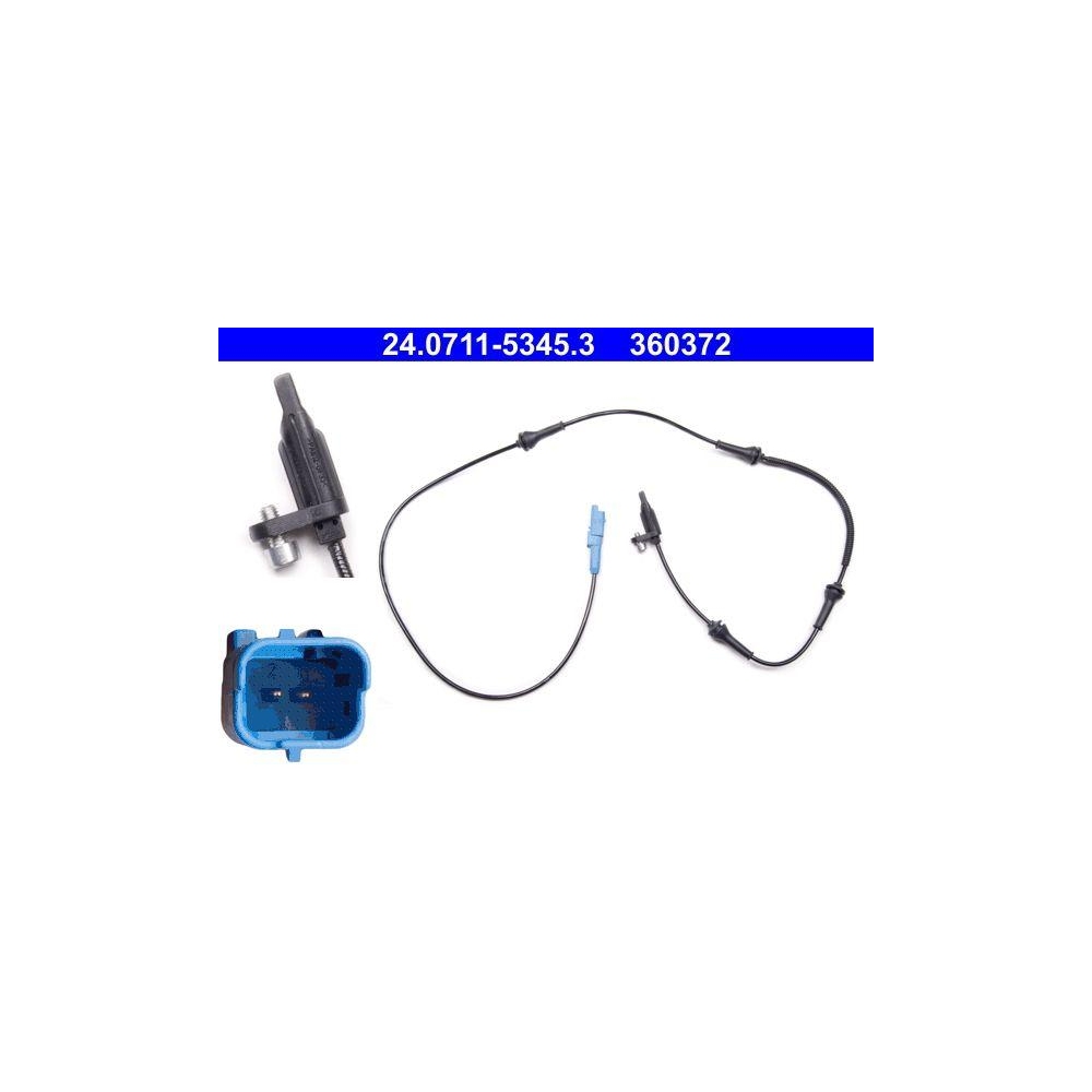 Sensor, Raddrehzahl ATE 24.0711-5345.3 f&uuml;r CITRO&Euml;N PEUGEOT, Vorderachse