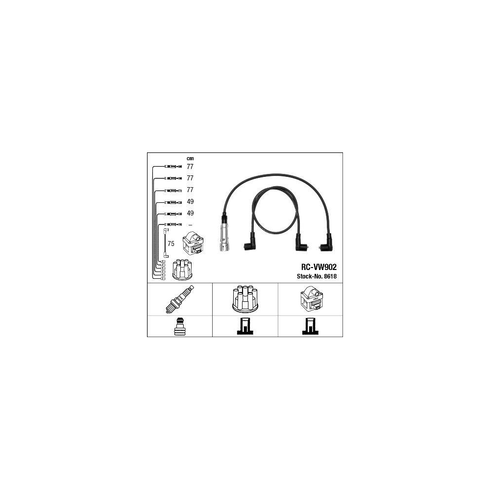 Z&uuml;ndleitungssatz NGK 8618 f&uuml;r, f&uuml;r Fahrzeuge mit Z&uuml;ndverteiler