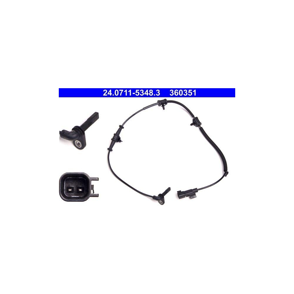 Sensor, Raddrehzahl ATE 24.0711-5348.3 für OPEL VAUXHALL CHEVROLET, Vorderachse