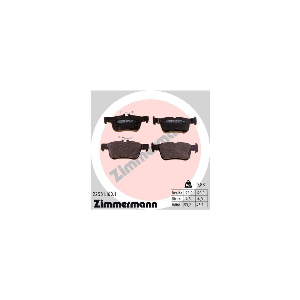 Bremsbelagsatz, Scheibenbremse ZIMMERMANN 22531.160.1 f&uuml;r FORD, Hinterachse
