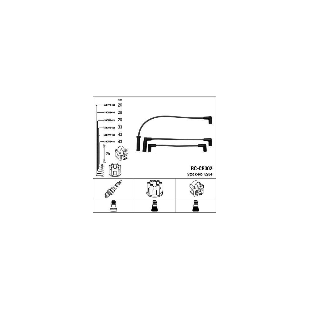 Z&uuml;ndleitungssatz NGK 8284 f&uuml;r CHRYSLER DODGE, f&uuml;r Fahrzeuge mit Z&uuml;ndverteiler