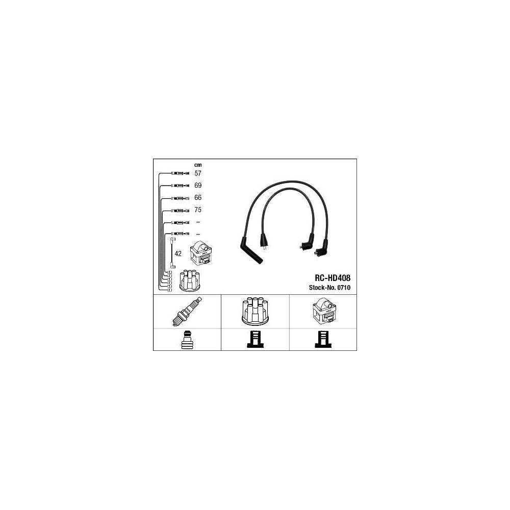 Zündleitungssatz NGK 0710 für HYUNDAI KIA, für Fahrzeuge mit Zündverteiler