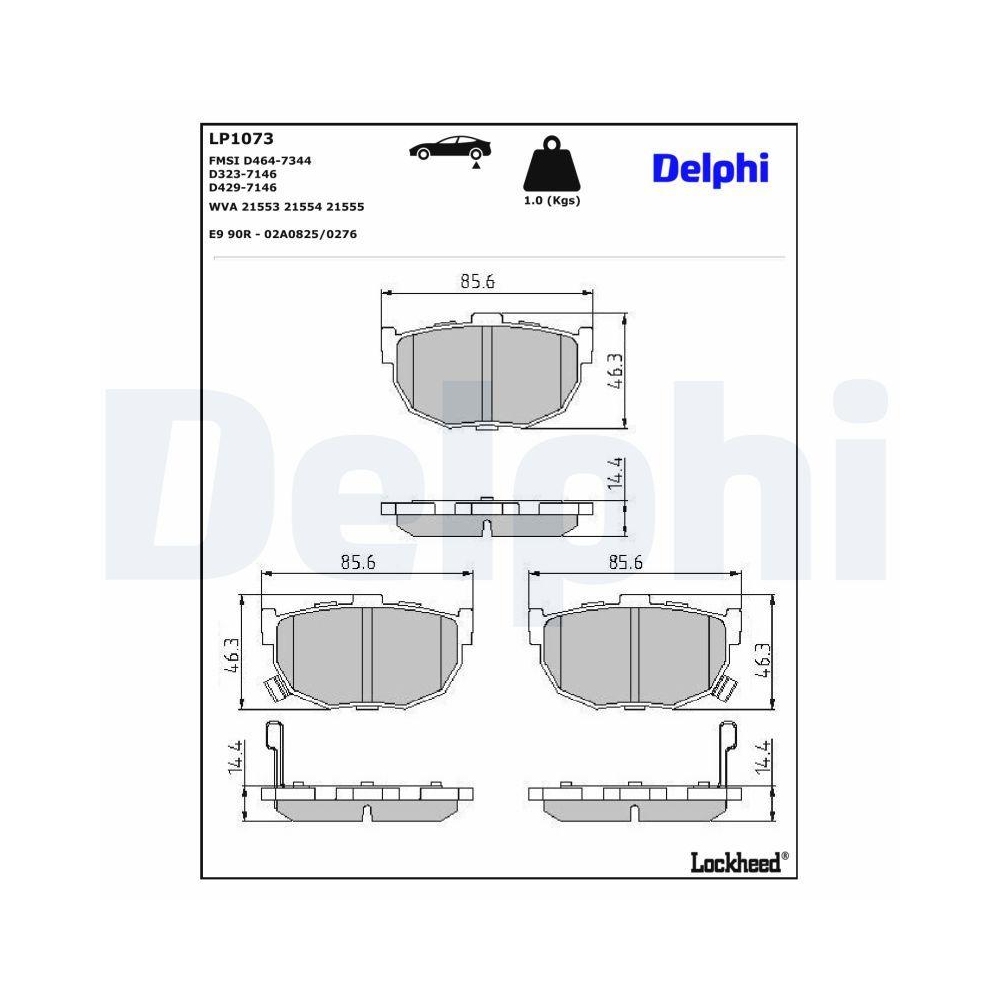 DELPHI LP1073 Bremsbelagsatz, Scheibenbremse f&uuml;r NISSAN HYUNDAI KIA KIA (DYK)