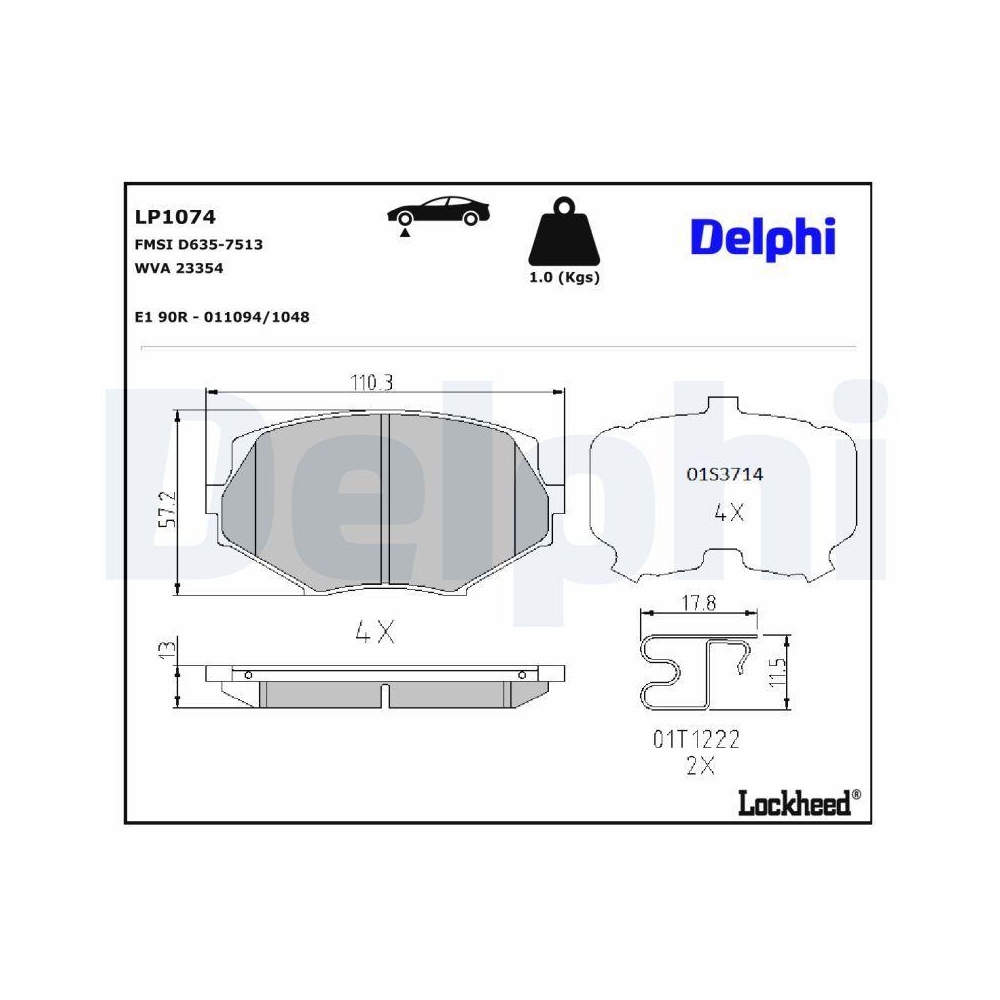 DELPHI LP1074 Bremsbelagsatz, Scheibenbremse f&uuml;r MAZDA, Vorderachse