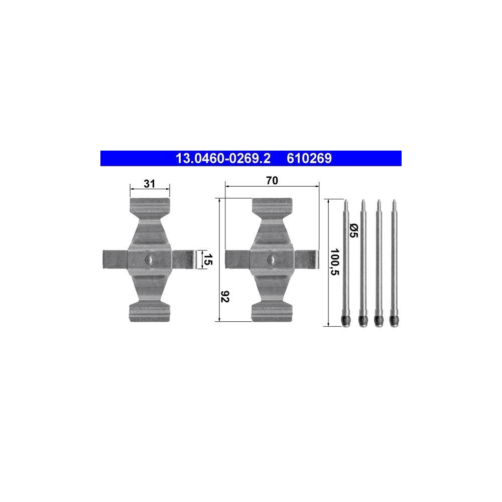 Zubeh&ouml;rsatz, Scheibenbremsbelag ATE 13.0460-0269.2 f&uuml;r, Vorderachse