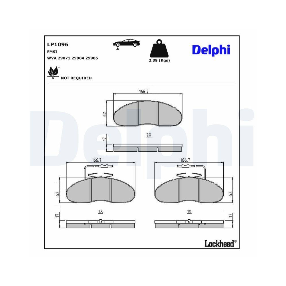 DELPHI LP1096 Bremsbelagsatz, Scheibenbremse f&uuml;r MERCEDES-BENZ RENAULT