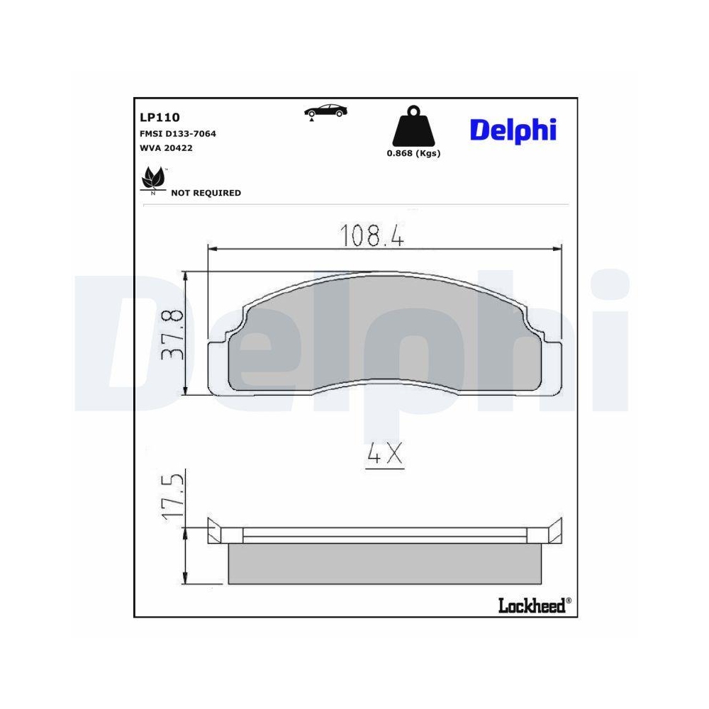 DELPHI LP110 Bremsbelagsatz, Scheibenbremse f&uuml;r FORD ROVER LEYLAND DAF