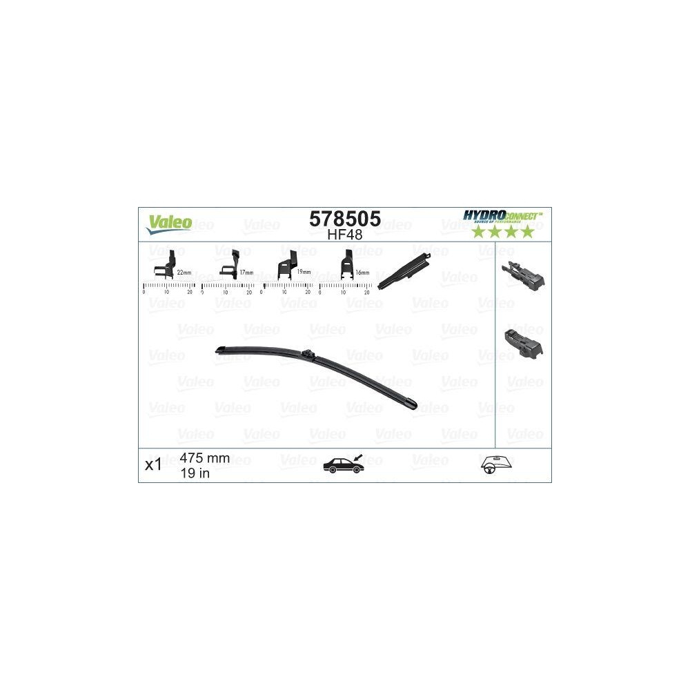 Wischblatt VALEO 578505 HYDROCONNECT für AUDI BMW FORD MERCEDES-BENZ NISSAN SEAT