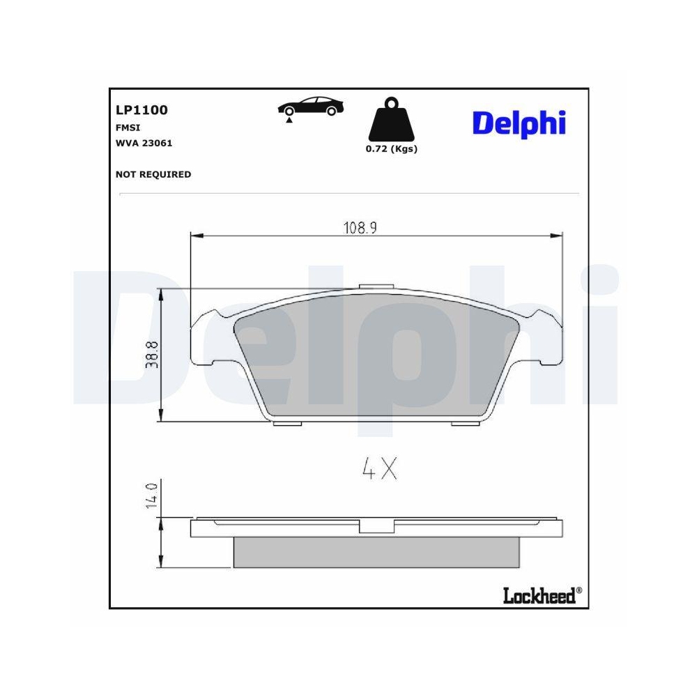 DELPHI LP1100 Bremsbelagsatz, Scheibenbremse f&uuml;r SUZUKI DAEWOO, Vorderachse