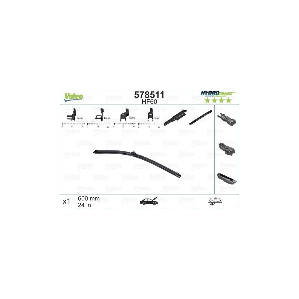 Wischblatt VALEO 578511 HYDROCONNECT für ALFA ROMEO AUDI BMW CITROËN FIAT FORD