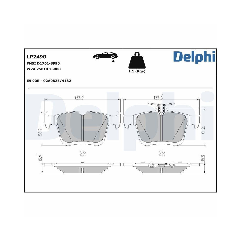 DELPHI LP2490 Bremsbelagsatz, Scheibenbremse f&uuml;r AUDI SEAT SKODA VW ROEWE (SAIC)