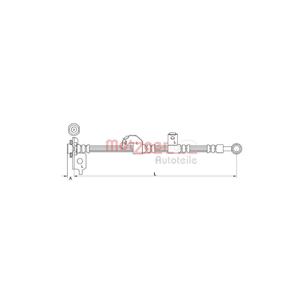 Bremsschlauch METZGER 4110840 f&uuml;r KIA, Vorderachse links