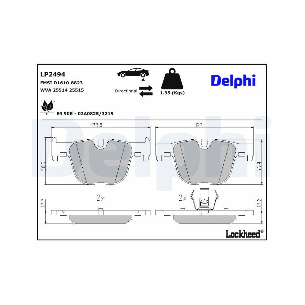 DELPHI LP2494 Bremsbelagsatz, Scheibenbremse f&uuml;r BMW BMW (BRILLIANCE)