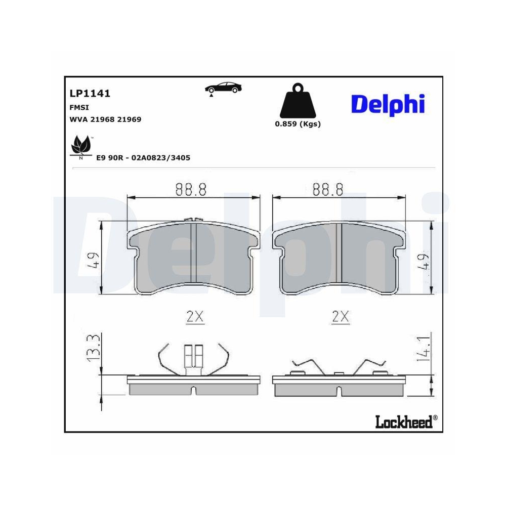 DELPHI LP1141 Bremsbelagsatz, Scheibenbremse f&uuml;r DAIHATSU, Vorderachse