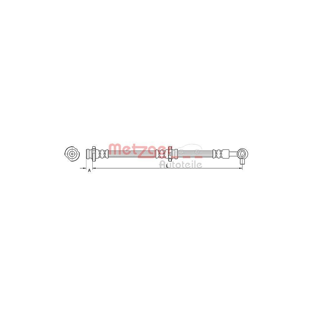 Bremsschlauch METZGER 4110848 f&uuml;r NISSAN, Vorderachse links