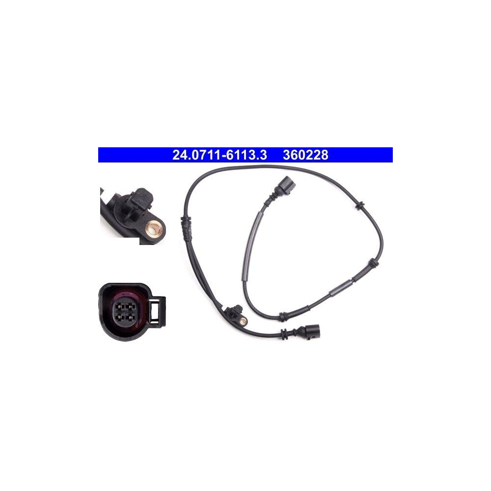 Sensor, Raddrehzahl ATE 24.0711-6113.3 f&uuml;r FORD SEAT VAG, Hinterachse