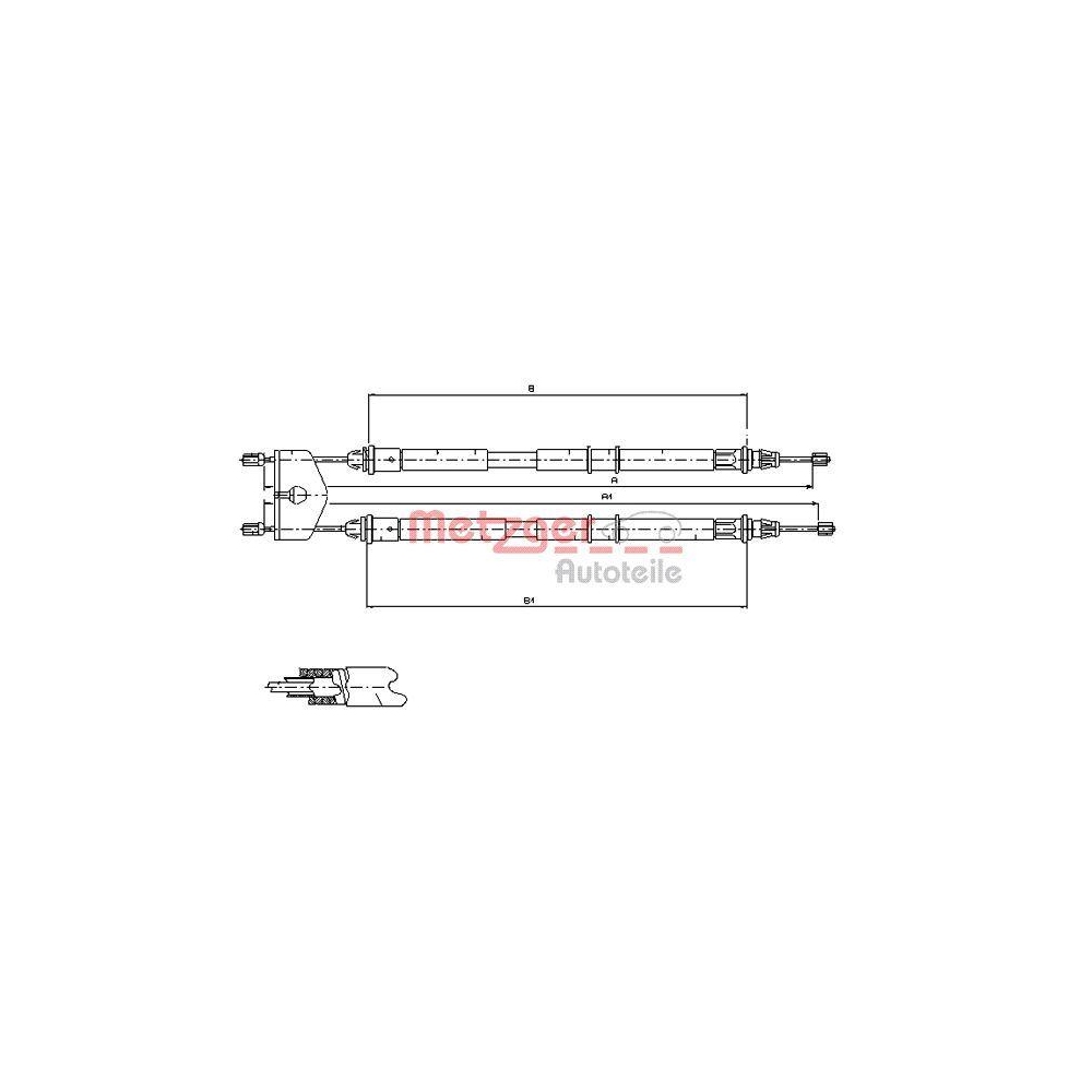 Seilzug, Feststellbremse METZGER 11.5453 f&uuml;r FORD MAZDA, hinten