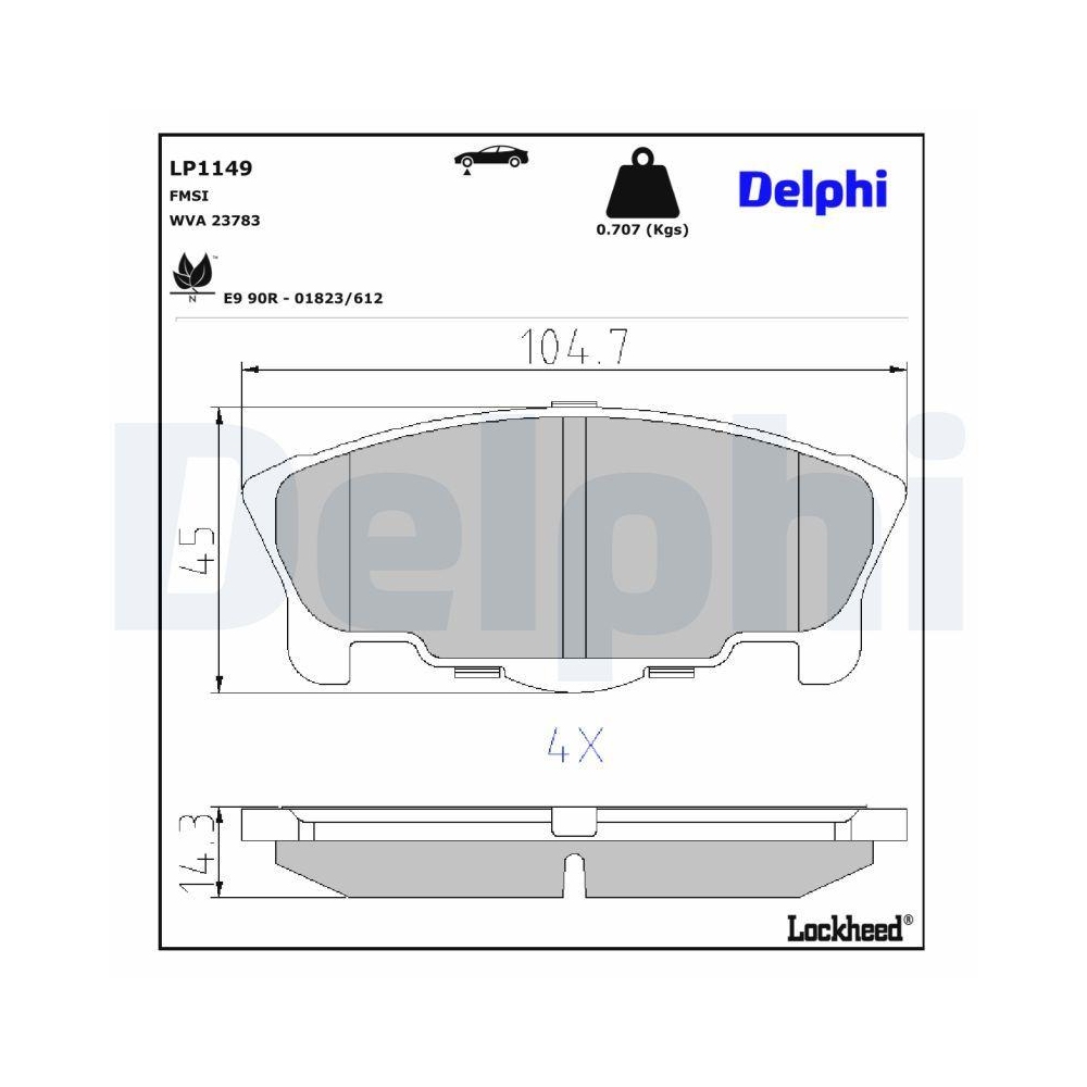 DELPHI LP1149 Bremsbelagsatz, Scheibenbremse f&uuml;r DAIHATSU, Vorderachse