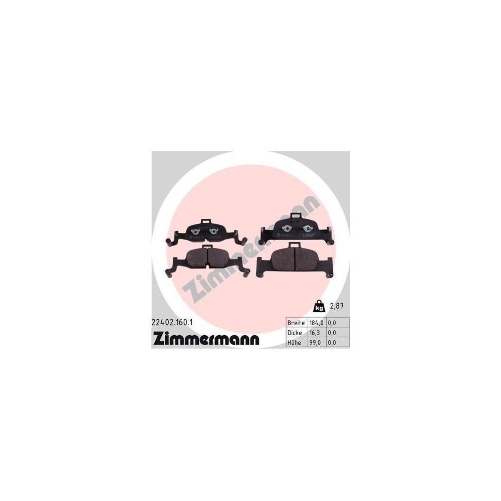 Bremsbelagsatz, Scheibenbremse ZIMMERMANN 22402.160.1 f&uuml;r AUDI AUDI (FAW)