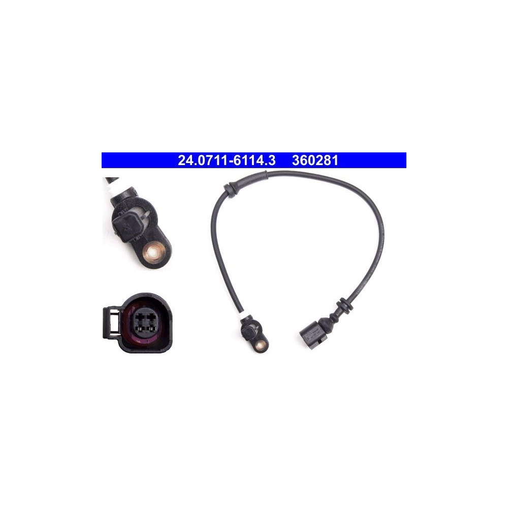 Sensor, Raddrehzahl ATE 24.0711-6114.3 f&uuml;r FORD SEAT VAG BENTLEY, Vorderachse