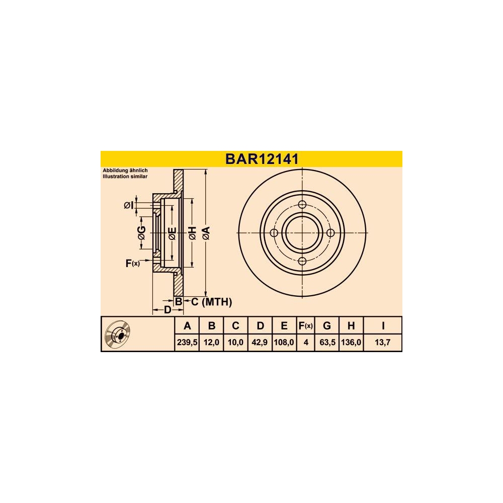 Bremsscheibe BARUM BAR12141 f&uuml;r FORD MAZDA, Vorderachse