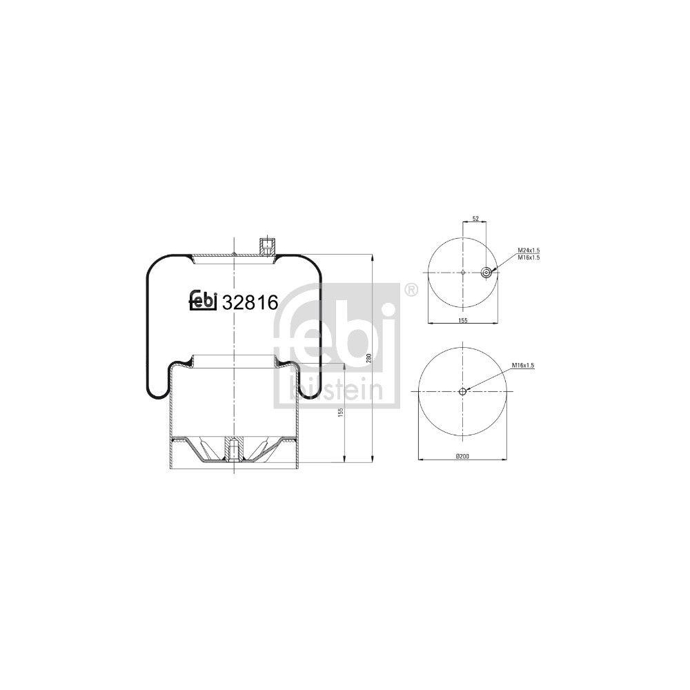 Federbalg, Luftfederung FEBI BILSTEIN 32816 für MERCEDES-BENZ, Hinterachse links