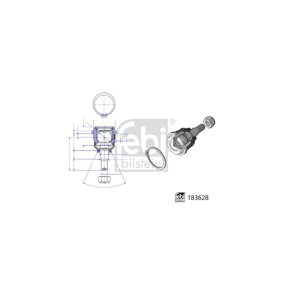 FEBI BILSTEIN Trag-/F&uuml;hrungsgelenk 183628 f&uuml;r HYUNDAI, Vorderachse links, unten