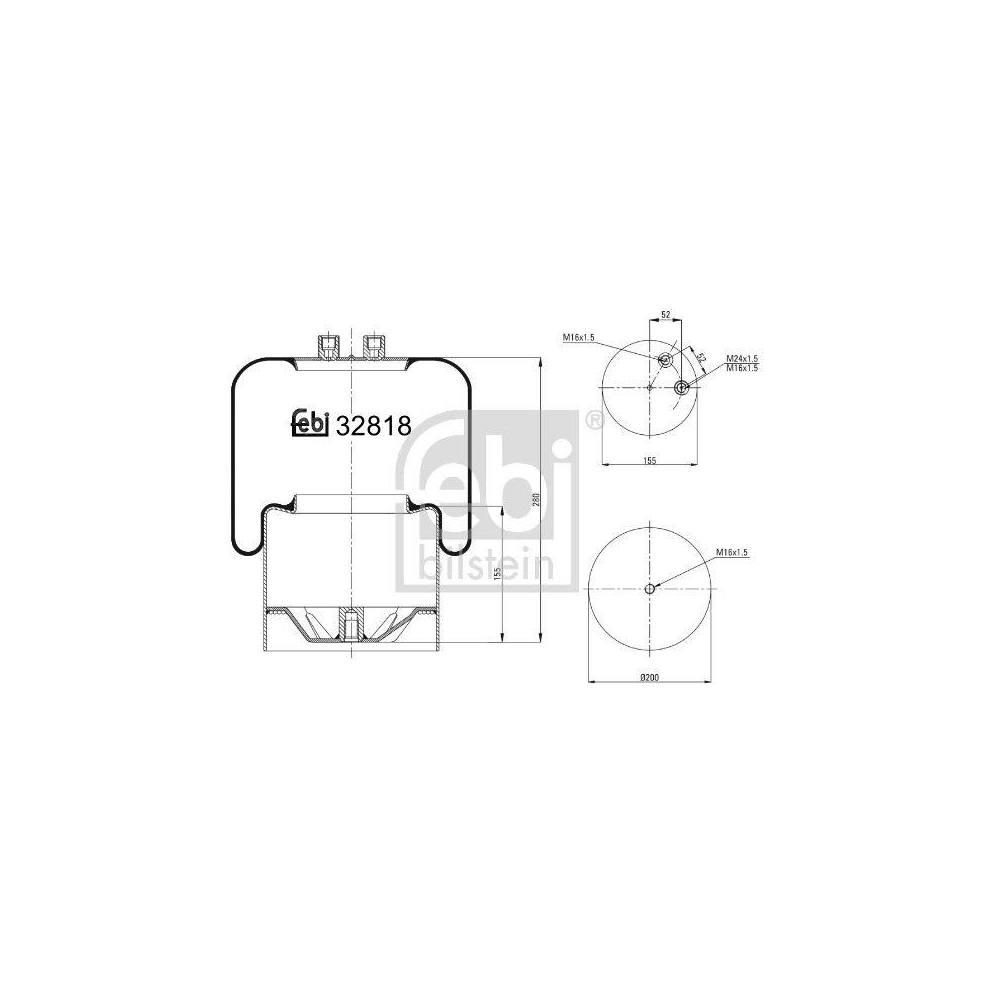 Federbalg, Luftfederung FEBI BILSTEIN 32818 für MERCEDES-BENZ, Hinterachse links