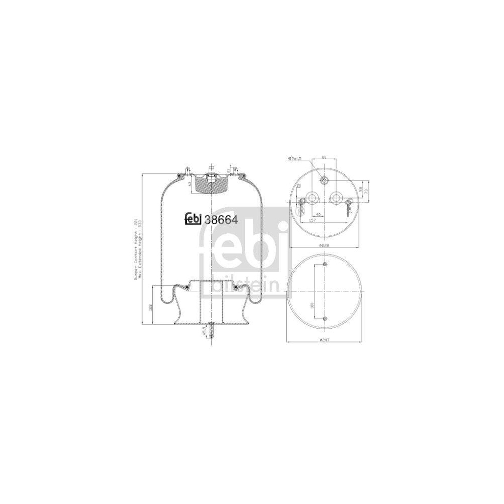 FEBI BILSTEIN Federbalg, Luftfederung 38664 f&uuml;r SCANIA, Vorderachse links