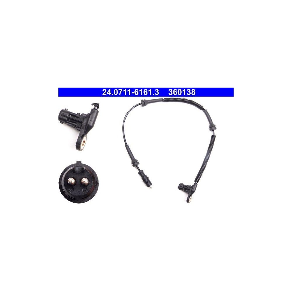 Sensor, Raddrehzahl ATE 24.0711-6161.3 f&uuml;r RENAULT, Vorderachse