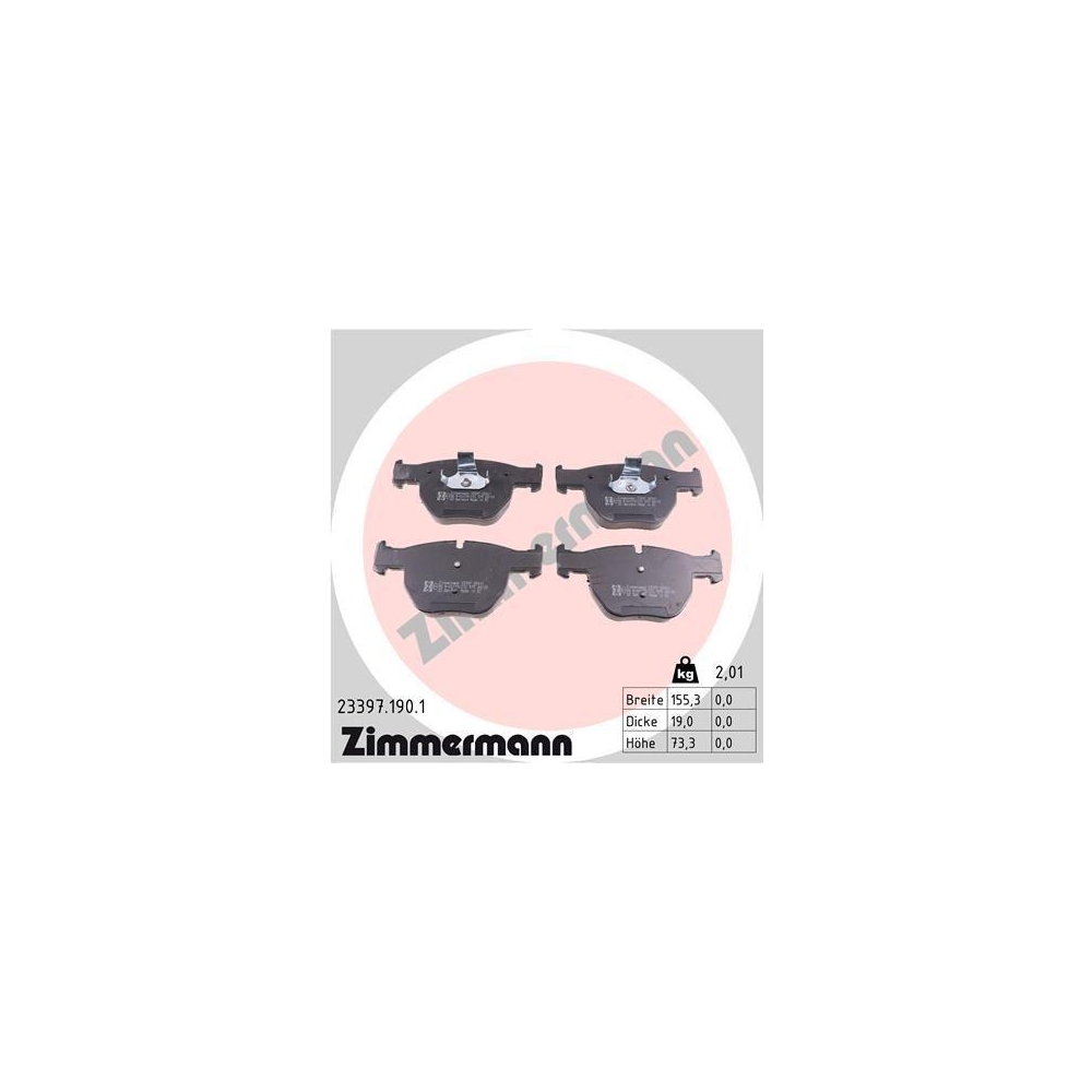 Bremsbelagsatz, Scheibenbremse ZIMMERMANN 23397.190.1 f&uuml;r LAND ROVER