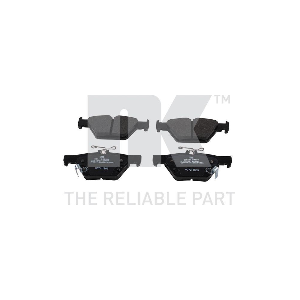 Bremsbelagsatz, Scheibenbremse NK 224419 f&uuml;r SUBARU, Hinterachse