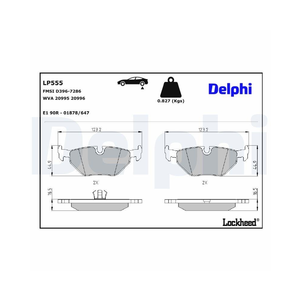 DELPHI LP555 Bremsbelagsatz, Scheibenbremse für BMW BMW (BRILLIANCE)