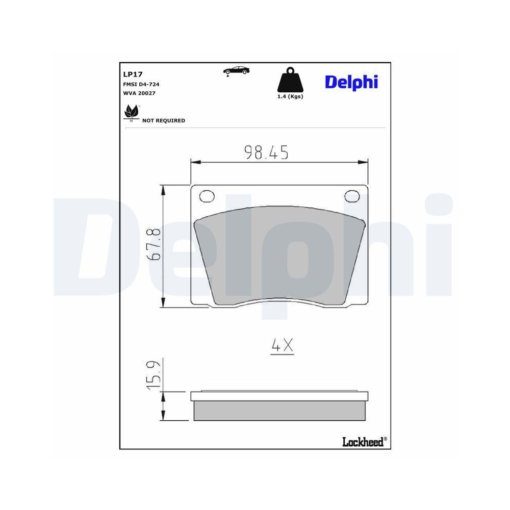 DELPHI LP17 Bremsbelagsatz, Scheibenbremse f&uuml;r FIAT JAGUAR MERCEDES-BENZ ROVER