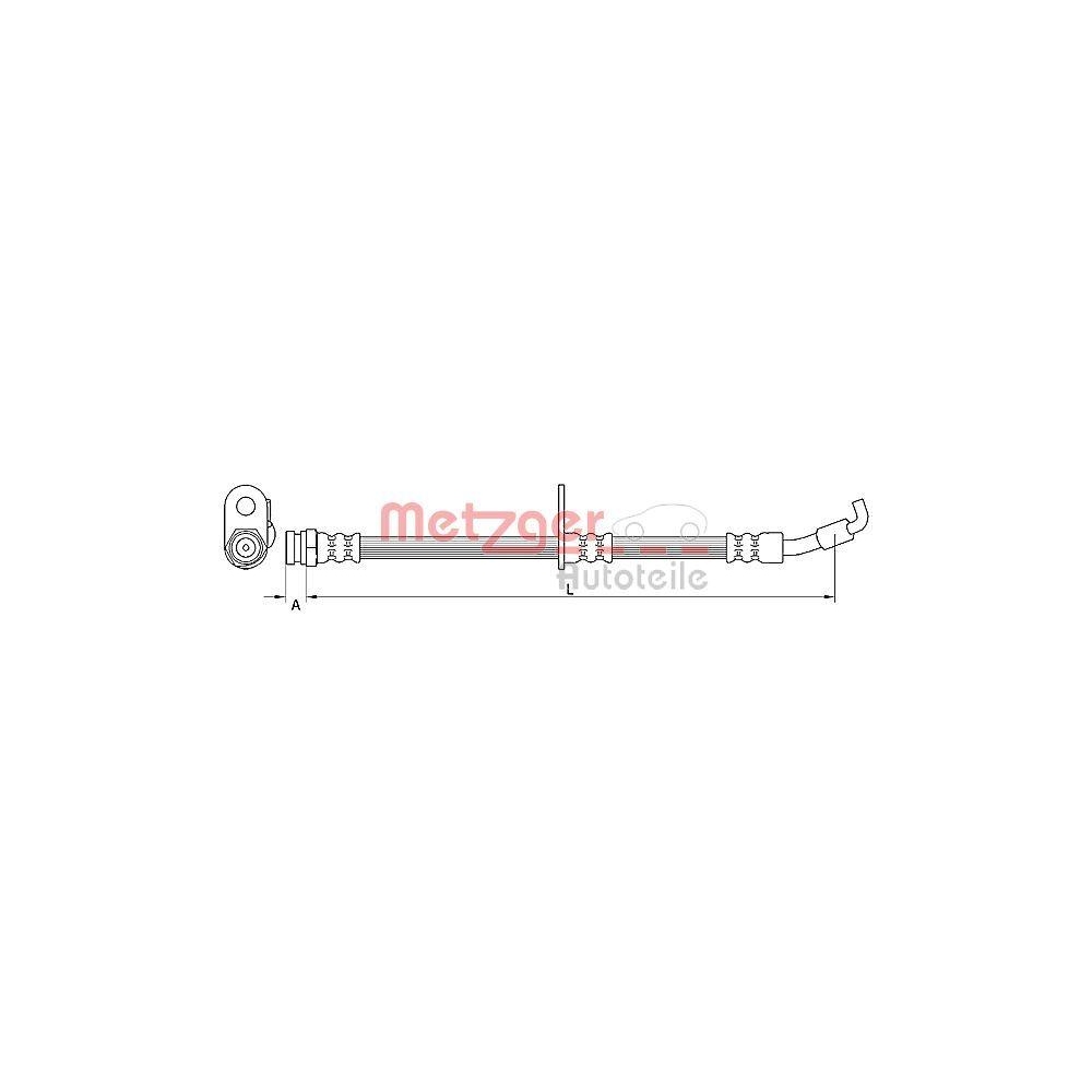 Bremsschlauch METZGER 4110876 f&uuml;r MAZDA, Vorderachse links