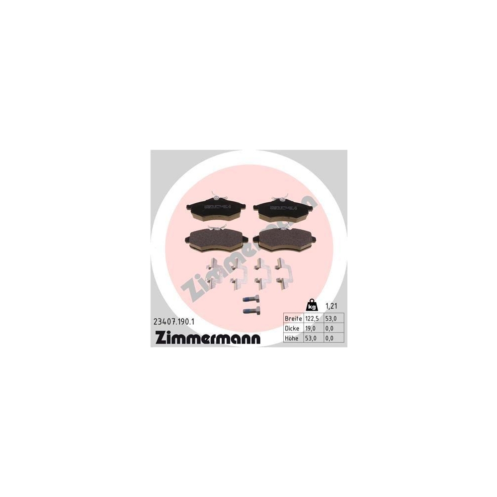 Bremsbelagsatz, Scheibenbremse ZIMMERMANN 23407.190.1 f&uuml;r CITRO&Euml;N/PEUGEOT
