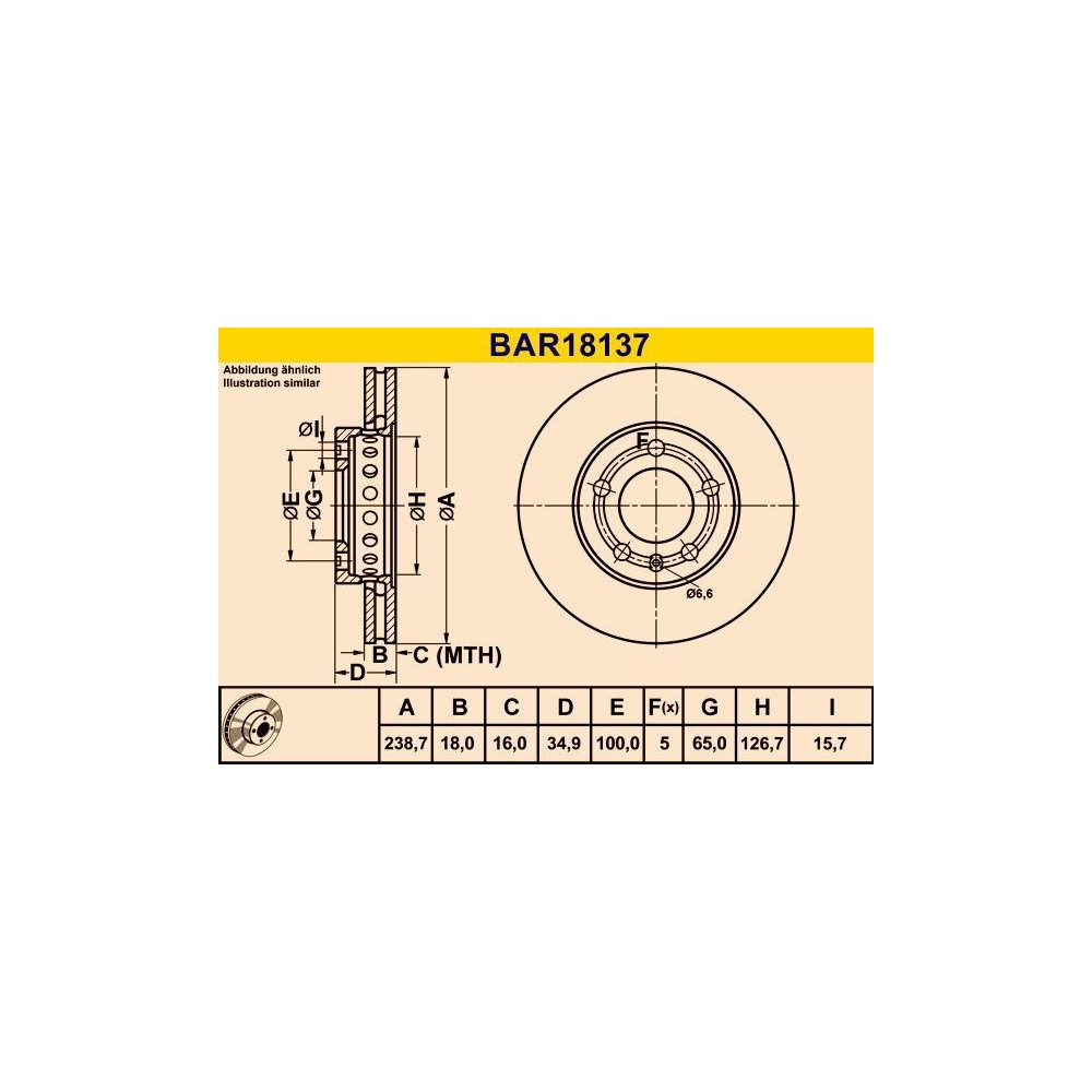 Bremsscheibe BARUM BAR18137 für SKODA VAG, Vorderachse