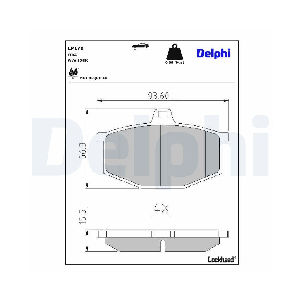 DELPHI LP170 Bremsbelagsatz, Scheibenbremse f&uuml;r RENAULT ROVER LEYLAND DAF