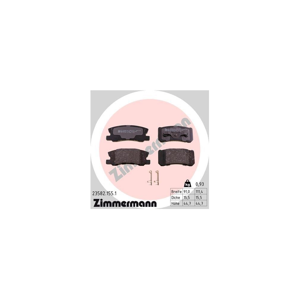 Bremsbelagsatz, Scheibenbremse ZIMMERMANN 23582.155.1 f&uuml;r MITSUBISHI