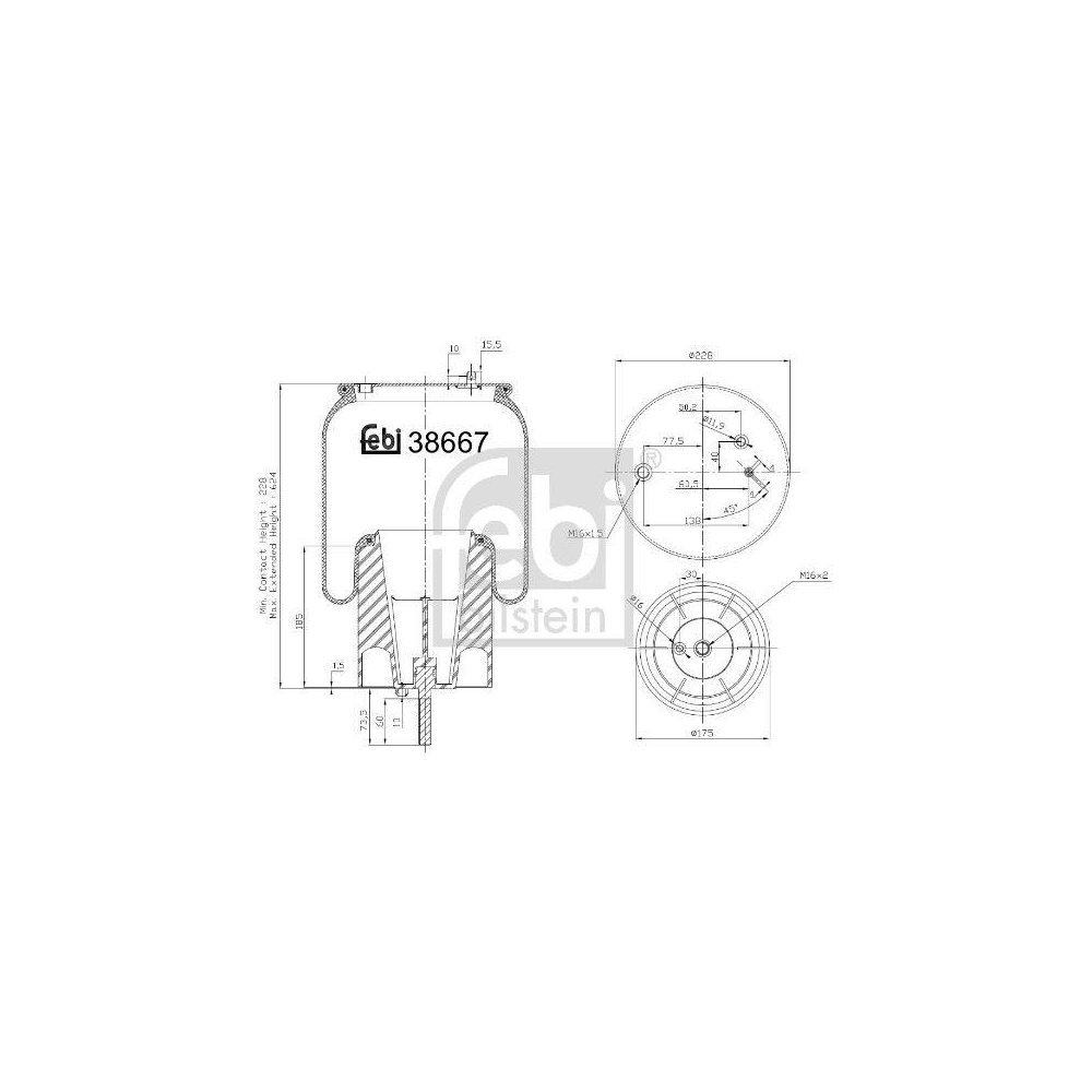 Federbalg, Luftfederung FEBI BILSTEIN 38667 für SCANIA, Hinterachse links, vorne
