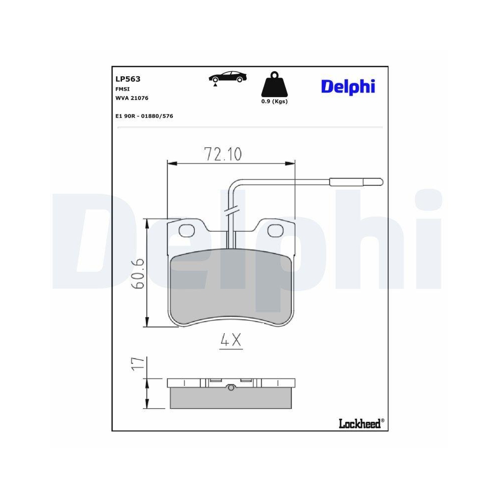 DELPHI LP563 Bremsbelagsatz, Scheibenbremse f&uuml;r CITRO&Euml;N PEUGEOT, Vorderachse