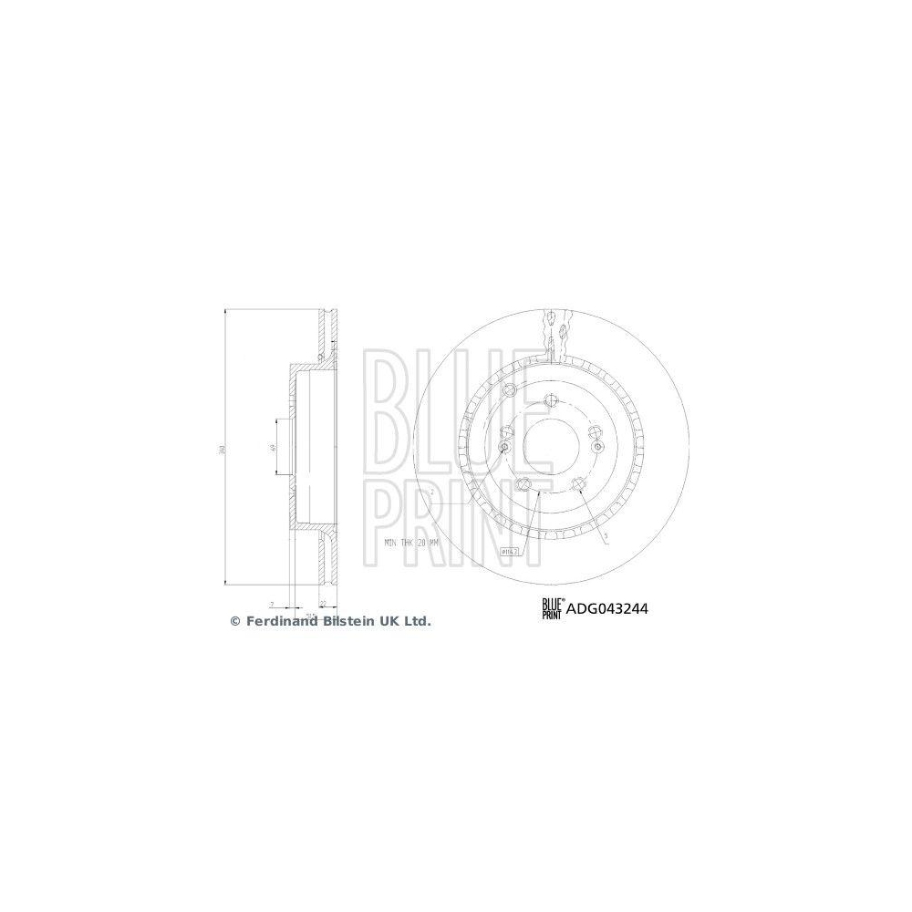 BLUE PRINT ADG043244 2 St&uuml;ck Bremsscheiben f&uuml;r KIA GENESIS, Hinterachse