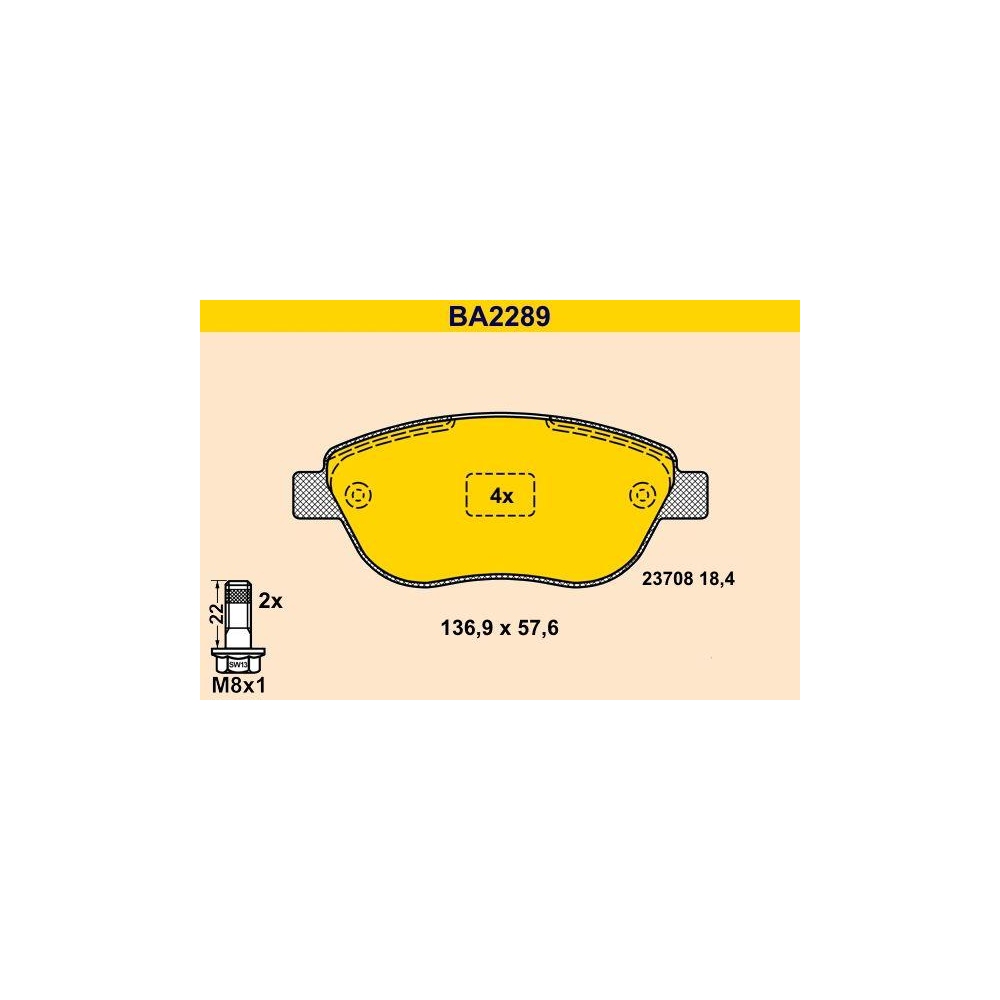 Bremsbelagsatz, Scheibenbremse BARUM BA2289 f&uuml;r CITRO&Euml;N FIAT PEUGEOT