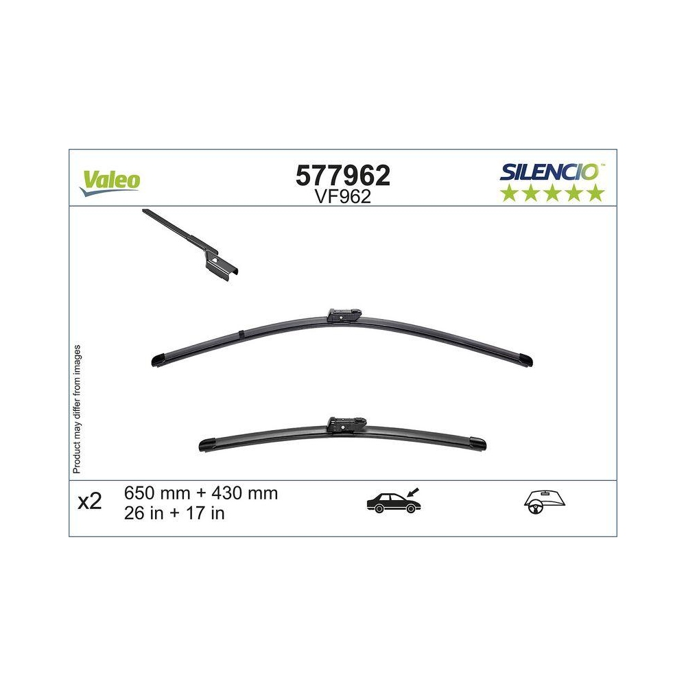 Wischblatt VALEO 577962 SILENCIO FLAT BLADE SET für BMW PEUGEOT SEAT DS CUPRA