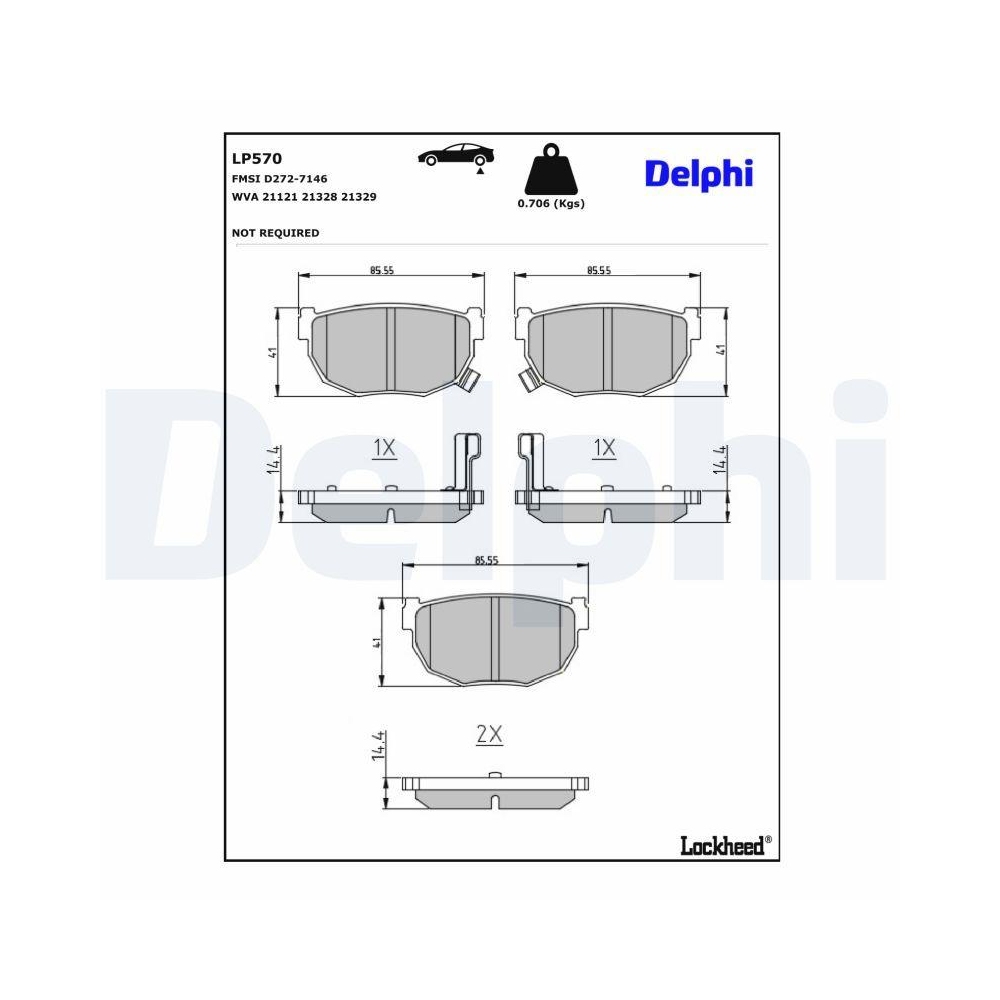 DELPHI LP570 Bremsbelagsatz, Scheibenbremse für NISSAN, Hinterachse