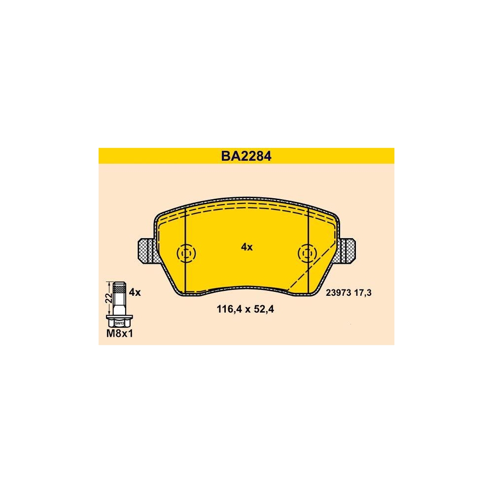 Bremsbelagsatz, Scheibenbremse BARUM BA2284 f&uuml;r MERCEDES-BENZ NISSAN RENAULT