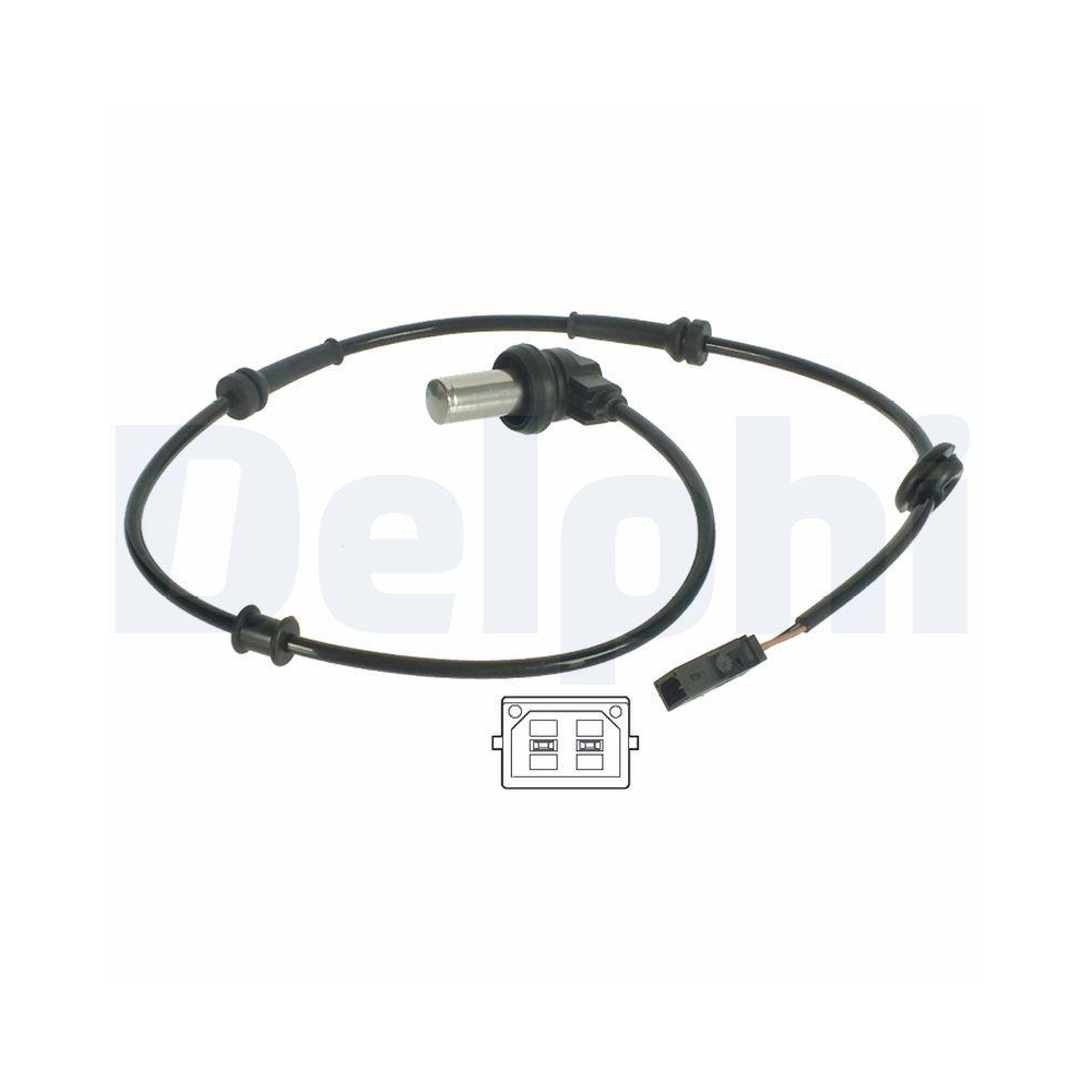 Sensor, Raddrehzahl DELPHI SS20038 für AUDI VAG, Hinterachse
