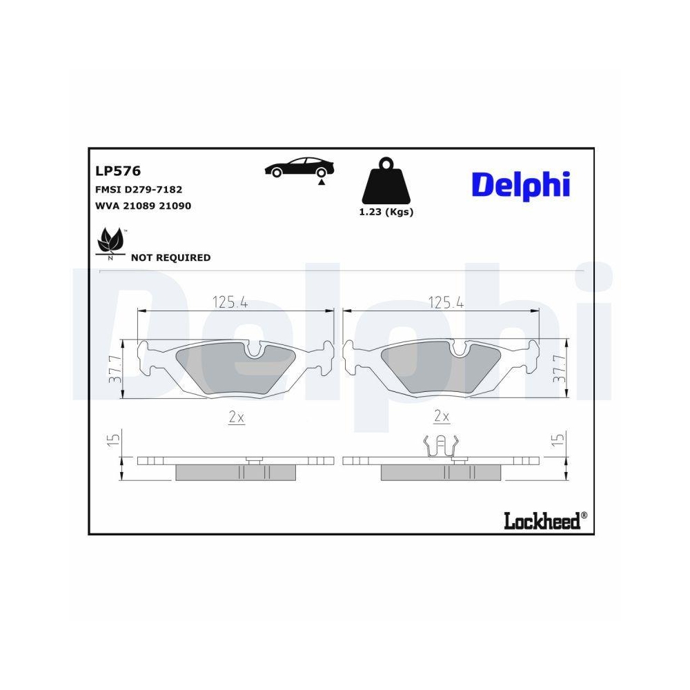 DELPHI LP576 Bremsbelagsatz, Scheibenbremse für SAAB VOLVO, Hinterachse